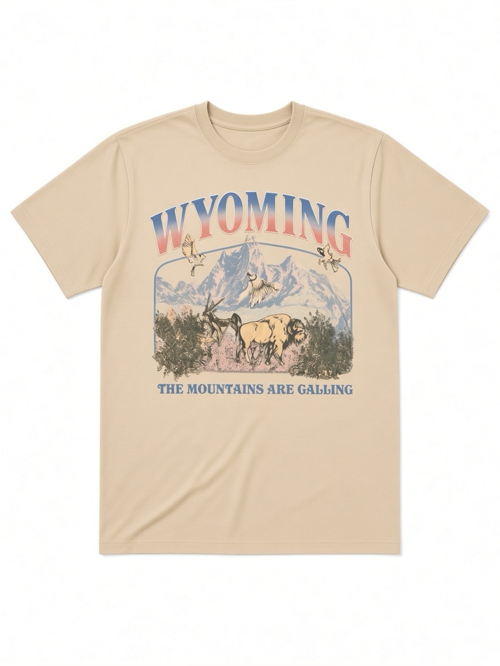 Wyoming Mountains Graphic Short-Sleeve Tee Womens Medium